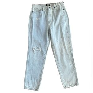 Wrangler Light Wash Faded Mom Jeans Wmns Sz 30 Distressed High Waist Tapered Leg